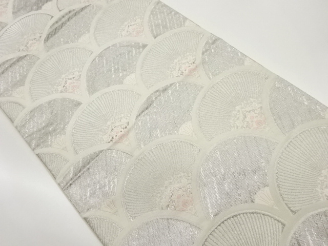 青海波に華紋模様織出し袋帯